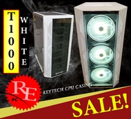 Keytech t1000 white Tempered Glass Gaming Desktop pc case