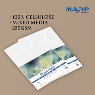 MayArt FB Mixed Media Paper Pack 250gsm 100% Cellulose A3/A4 Pek Kertas Media Campuran