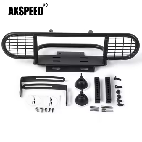 AXSPEED Metal Camel Trophy Front Bumper with Led Lampshade for D90 1/10 RC Crawler Car Truck Upgrade