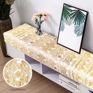 Taplak Meja Meteran Warna Gold Motif Bahan PVC Tebal Premium Perlengkapan Peralatan Dekorasi Rumah T