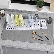 Large Stone Drying Mat for Kitchen Counter, 24" × 16" Diatomite Dish Drying Mat, Ultra Absorbent Dia