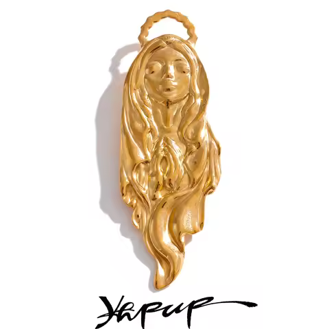 Yhpup Stainless Steel Waterproof Brooches Pin Jewelry Religious Virgin Mary Clothes Accessories