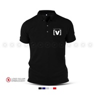 Polo T-Shirt Sulam Channel V Music TV Video Android Player Box Sports Games Baju Lelaki Cotton Embro
