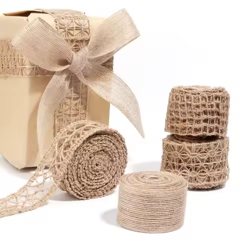 5/10M Lace Tape DIY Apparel Sewing Fabric Linen Burlap Ribbon Linen Webbing for Wedding Decoration G