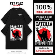 Fearlez (FL401)-CATZILLA Round Neck T-Shirt Cotton Fabric 1