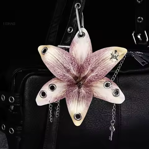 1PC Phalaenopsis Orchid Lily Keychain Creative Simulation Flower Bag Pendant Fashion Backpack Decora