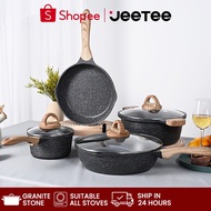 JEETEE 7PCS Non Stick Cookware Set Granite Pan Set Induction periuk batu granite original set PFOA &