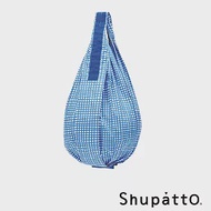 Shupatto水滴型秒收環保啪啪包-中 藍白格