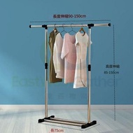 東西物聚 - 包送貨-晾衫架曬衣架 不鏽鋼掛衣架晾鞋架 [B2型黑色單桿]伸縮無輪子 落地簡易晾衣架 收納置物架
