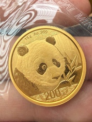 全新2018年熊貓金幣 15克 Au 999 一只 送膠套