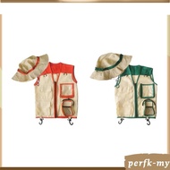 [PerfkMY] Kids Explorer Vest and Hat for Boys Girls Outdoor Exploration Set Children Costume for Cam