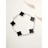 Van Cleef & Arpels Five Flower Bracelet White Gold Black Onyx Bracelet