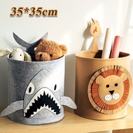 35x35 CM Felt Storage Bucket / Cartoon Storage Basket / Foldable Round Storage Basket / Cartoon Dirt