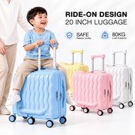 80kg Load Capacity Luggage 20 Inch 6-wheel Kid Seat Rideable Cup Holder Luggage Bag Travel Suitcase 