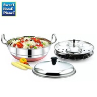 Diamond Induction Multi Kadai Steamer Pot – Stainless Steel with Copper Bottom, Idly Maker (8/10/15 