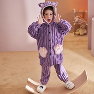 Home Nightgown Children's Clothing Suede Plus Velvet Autumn Winter Plus Velvet Home Coverall