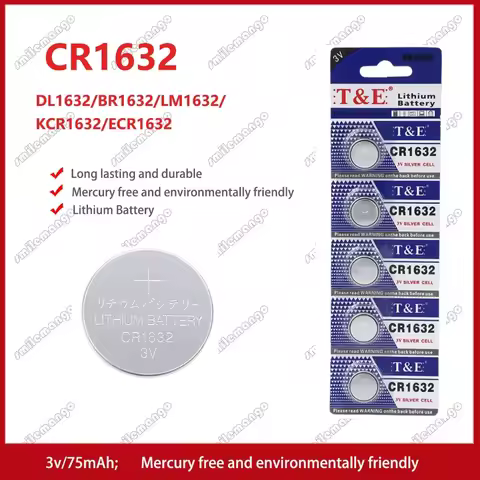 Eunicell 3V 125mAh CR1632 Coin Cells Batteries CR 1632 DL1632 BR1632 LM1632 ECR1632 Lithium Button B