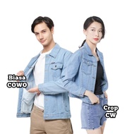 Couple Set of Jean Jackets for Men and Women Couples contains 2 plain cropped Denim