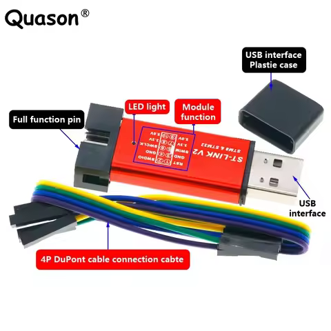 1PCS ST LINK Stlink ST-Link V2 Mini STM8 STM32 Simulator Download Programmer Programming With Cover