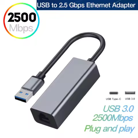 USB3.0 To 2.5G LAN Gigabit Ethernet Adapter RTL8156B 2500/1000/100Mbps USB C to RJ45 Wired Network C