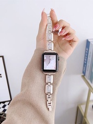 1入組中性經典鏤空金色金屬質感錶帶與 Apple Watch 7 兼容8系列,合金手環鐵鏈條適用於Apple Watch帶,45mm38mm40mm41mm42mm44MM