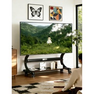 Movable TV Floor Stand Solid Wood TV Cabinet Living Room Art Cart with Wheels75/85/98/100Inch