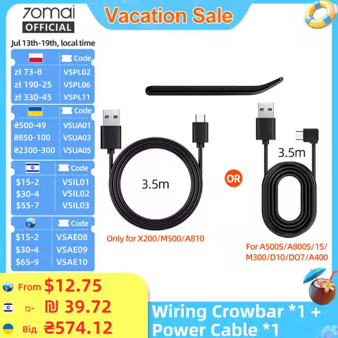 70mai Type-C Charging Cable for 70mai A810 X200 M500 & Micro USB Cable for 70mai 4K A800S 70mai A500