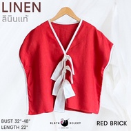 SLOTH SELECT เสื้อลินินแท้💯 คอวี แต่งโบว์ด้านหน้า แขนล้ำใส่สบาย ตัวเดียว สวยจึ้งจ้า