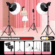 300W Cellphone Live Stream Lighting Kit Professional Studio led Light with Softbox & Light Stand
