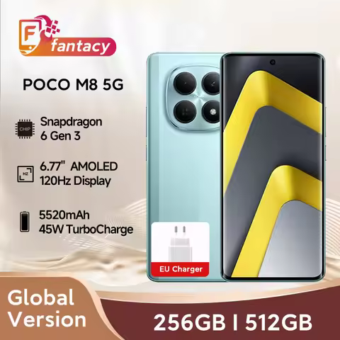 New POCO M8 5G Global Version Smartphone Snapdragon 6 Gen 3 6.77" 120Hz Display 50MP Camera 5520mAh 