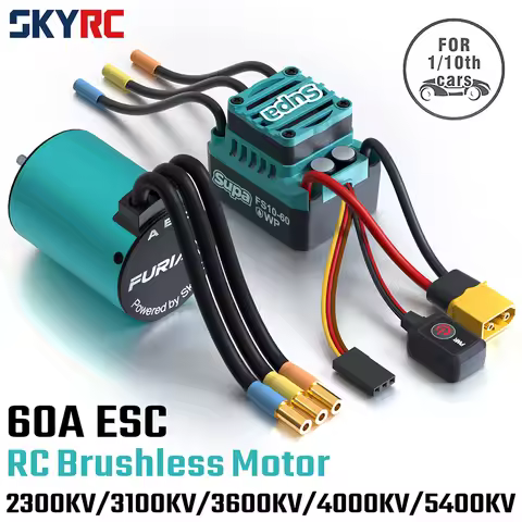 SKYRC FuriaX Supa 3650 Brushless Motor 60A ESC Combo, 2-3S LiPo, 3.175mm Shaft for 1/10 RC Touring C