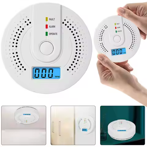 Digital Carbon Monoxide Detector Sound Warning & LED Indicator Battery Powered CO Gas Monitor Alarm 