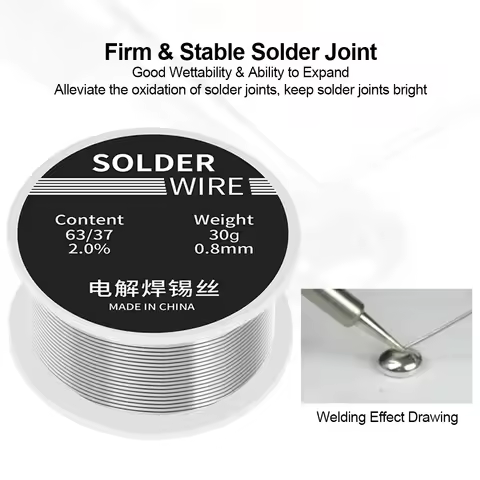 30g 0.8mm Welding Solder Wire High Purity Low Fusion Spot Rosin Core Soldering Wire Roll No-clean FL