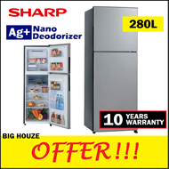 [FREE SHIPPING] Sharp 280L Refrigerator SJ285MSS Top Mount Freezer 2 Door Fridge Peti Sejuk SJ-285MS