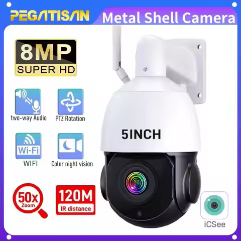 4K 8MP PTZ IP Camera Outdoor 50X Zoom WiFi Surveillance Camera 120M IR Distance Security Protection 