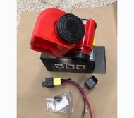 แตรลม ไฟฟ้า12V 24V.  แตรลมไฟฟ้าแบบเสียงคู่ ดังไพเราะดังกังวาลHORN แตรไฟฟ้า ปากสีแดง แตรรถยนต์ แตรลมไ