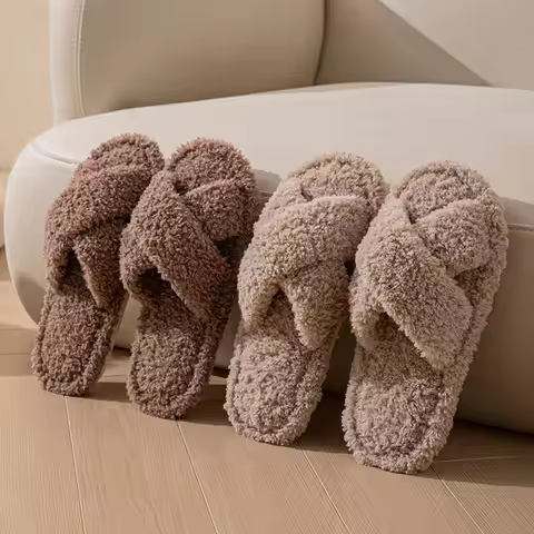 Gacimy Open Toe Fluffy Slippers For Women Spring and Autumn Indoor Fur House Slides Lady Fashion Acr