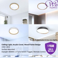 LED Ceiling Light Magnetic Base Surface Mounted Wood Trim / Wood Textured Effect / Two Tone Design, 