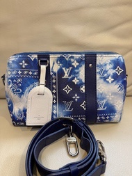LV 路易威登 晶片款 City Keepall蓝白扎染腰果花系列斜挎包 27cm