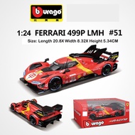 1:24 Bburago New Product Ferrari 499p 51 Racing Car Le Mans Champion Alloy Luxury Vehicle Toys Dieca