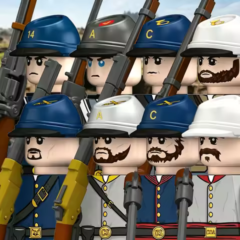 MOC American Civil War Soldiers Figures Building Blocks Lone Star Guards Weapons Gun Cap Army Infant