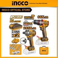 INGCO Combo set สว่านกระแทกไร้สาย 66 Nm และ สว่านไขควงกระแทกไร้สาย 285 Nm CKLI20277