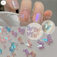 WF 10pcs Aurora Glitter 3D Colorful Double Butterfly Nails Jewelry DIY Resin Manicure Decals Nail Ar