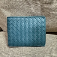 Bottega Veneta經典的 Intrecciato 編織皮夾 藍色