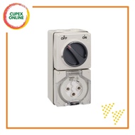 [S56C332GY] Schneider Electric S56 32A Switched Socket 250V 3P IP66 Grey (cupex)