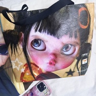 YK2 Style Doll Head Millennium Hot Girl Double-Sided Large-Capacity One-Shoulder Tote Bag Dupont Pap