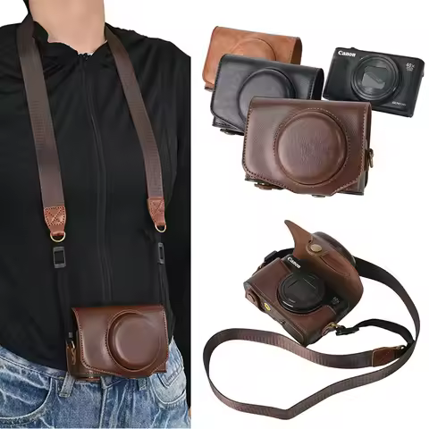 For Canon SX740 HS Case, PU Leather Camera Bag Case For Canon Powershot SX740 SX730 SX720 Full Body 