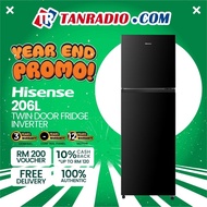[ FREE DELIVERY PROMO ] Hisense 206L Inverter, 5 Stars, Deodorizing Filter Twin Door Fridge Refriger