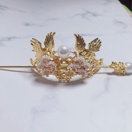 Antique Pearl Hair Crown Accessories Men Women Hair Accessories Hairpin Hanfu Ancient Costume Accessories Contrast Style