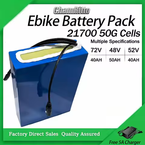 Electric Bicycle 48V 30ah Lithium Battery 52V 40ah E bike Scooter 21700 Battery Pack 60V 72V 60Ah 30